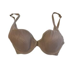Thirdlove 24/7 classic coverage Modern Mesh plunge Bra Sz 30F nude beige tan